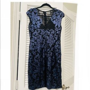 Beautiful blue and black sequin lace Betsy and Adam dress size 8